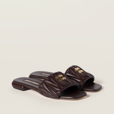Miu Miu Matelasse Nappa Leather Slides Briarwood Miu Miu Matelasse Nappa Leather Slides Briarwood