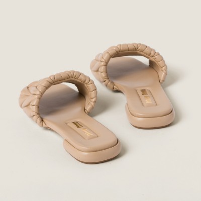 Miu Miu Matelasse Nappa Leather Slides Sand Beige Miu Miu Matelasse Nappa Leather Slides Sand Beige