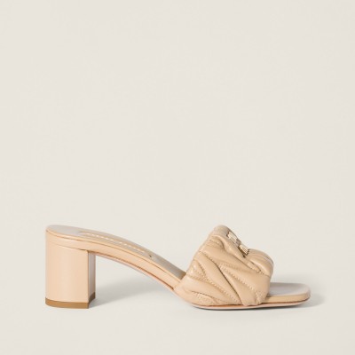 Miu Miu Matelasse Nappa Leather Slides Sand Beige Miu Miu Matelasse Nappa Leather Slides Sand Beige
