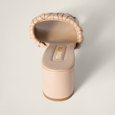 Miu Miu Matelasse Nappa Leather Slides Sand Beige Miu Miu Matelasse Nappa Leather Slides Sand Beige