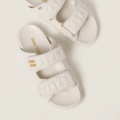 Miu Miu Matelasse Nappa Leather Slides White Miu Miu Matelasse Nappa Leather Slides White