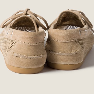 Miu Miu Mesh And Suede Deck Shoes Desert Beige Miu Miu Mesh And Suede Deck Shoes Desert Beige