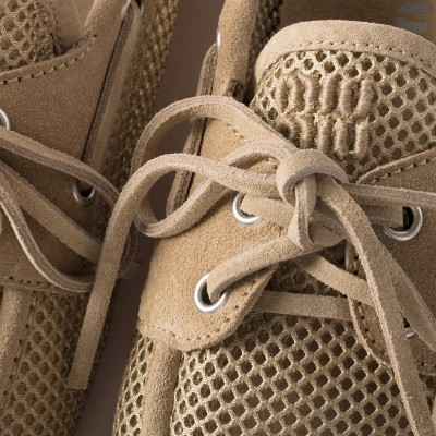 Miu Miu Mesh And Suede Deck Shoes Desert Beige Miu Miu Mesh And Suede Deck Shoes Desert Beige