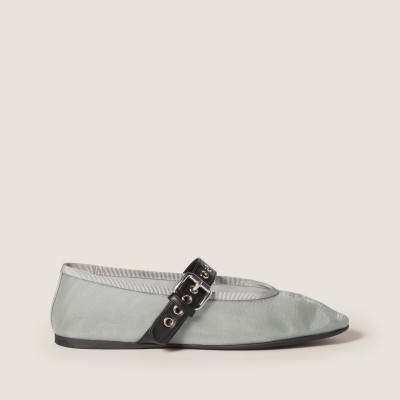 Miu Miu Mesh Fabric Ballerinas Aluminum Miu Miu Mesh Fabric Ballerinas Aluminum