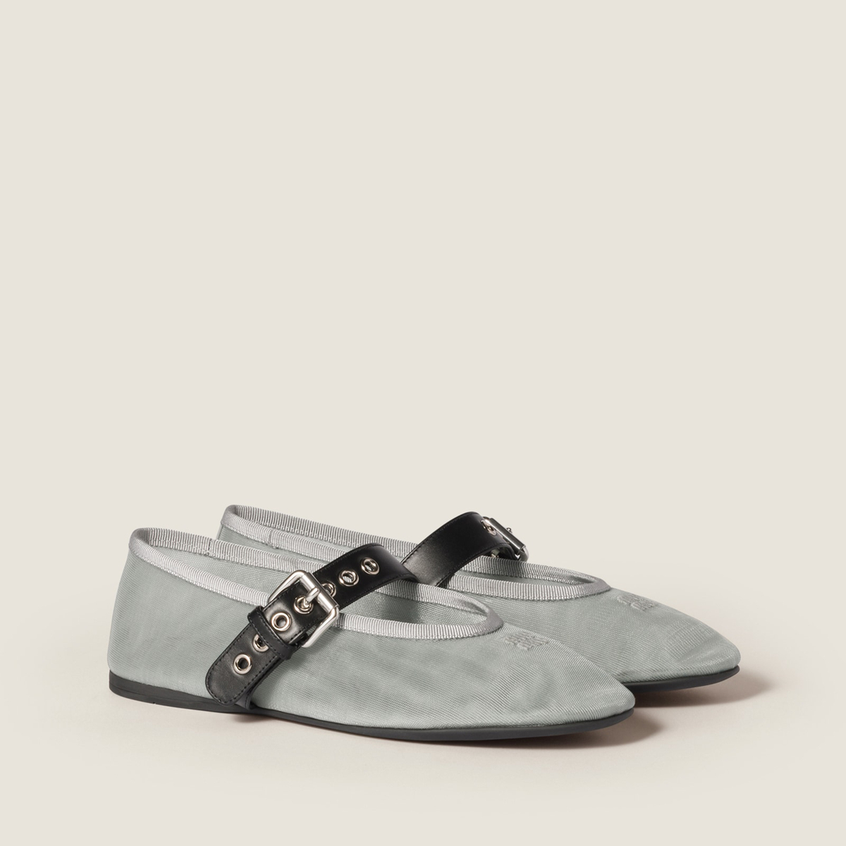 Miu Miu Mesh Fabric Ballerinas Aluminum Miu Miu Mesh Fabric Ballerinas Aluminum