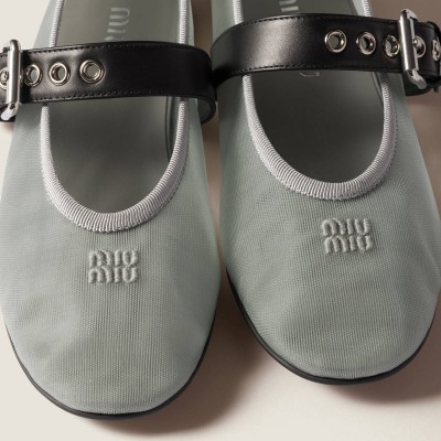 Miu Miu Mesh Fabric Ballerinas Aluminum Miu Miu Mesh Fabric Ballerinas Aluminum