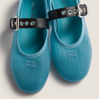 Miu Miu Mesh Fabric Ballerinas Anise Miu Miu Mesh Fabric Ballerinas Anise