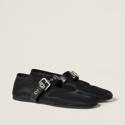 Miu Miu Mesh Fabric Ballerinas Black Miu Miu Mesh Fabric Ballerinas Black