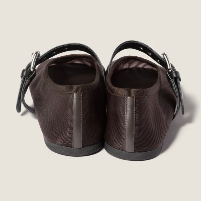 Miu Miu Mesh Fabric Ballerinas Dark Brown Miu Miu Mesh Fabric Ballerinas Dark Brown