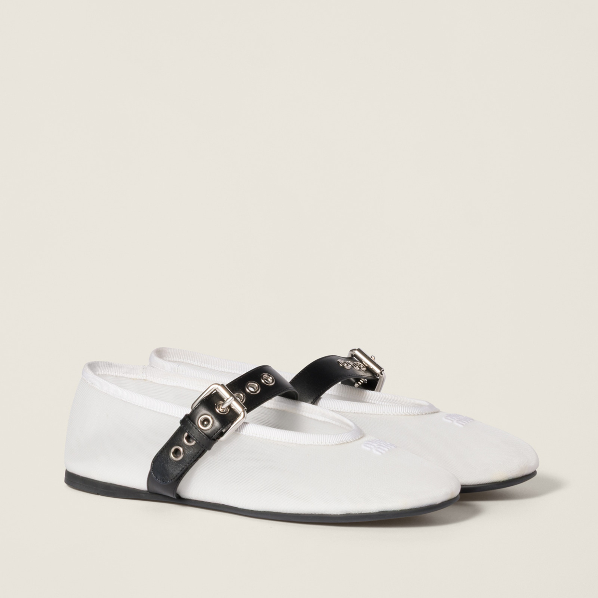 Miu Miu Mesh Fabric Ballerinas White Miu Miu Mesh Fabric Ballerinas White
