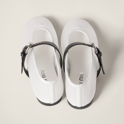 Miu Miu Mesh Fabric Ballerinas White Miu Miu Mesh Fabric Ballerinas White