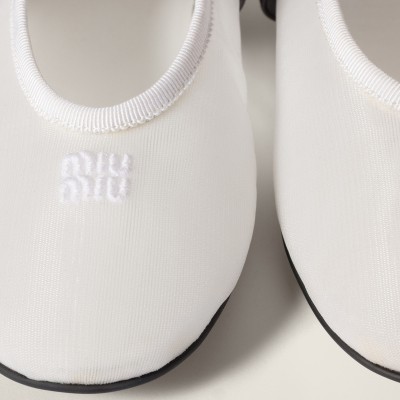 Miu Miu Mesh Fabric Ballerinas White Miu Miu Mesh Fabric Ballerinas White