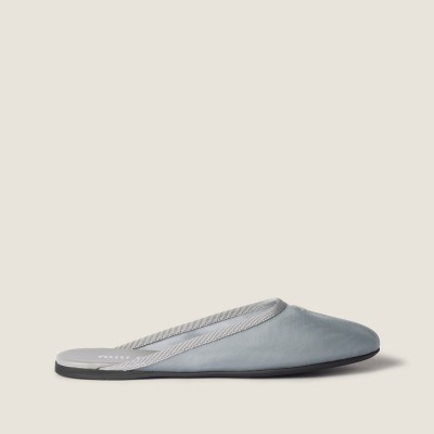 Miu Miu Mesh Fabric Slippers Aluminum