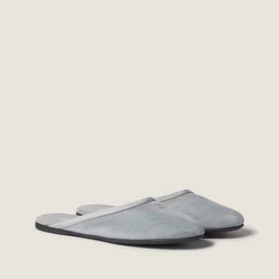 Miu Miu Mesh Fabric Slippers Aluminum Miu Miu Mesh Fabric Slippers Aluminum