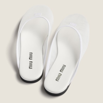 Miu Miu Mesh Fabric Slippers White Miu Miu Mesh Fabric Slippers White