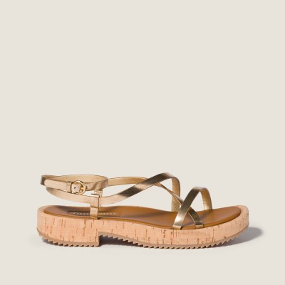 Miu Miu Metallic Leather Sandals Platinum Miu Miu Metallic Leather Sandals Platinum