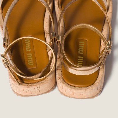 Miu Miu Metallic Leather Sandals Platinum Miu Miu Metallic Leather Sandals Platinum