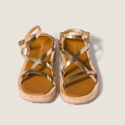 Miu Miu Metallic Leather Sandals Platinum Miu Miu Metallic Leather Sandals Platinum