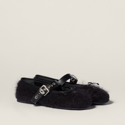 Miu Miu Mohair Ballerinas Black Miu Miu Mohair Ballerinas Black
