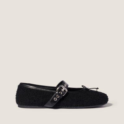 Miu Miu Mohair Ballerinas Black