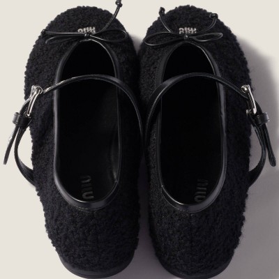 Miu Miu Mohair Ballerinas Black