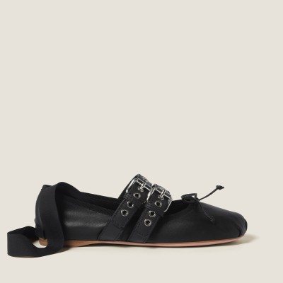 Miu Miu Nappa And Calf Leather Ballerinas Black Miu Miu Nappa And Calf Leather Ballerinas Black