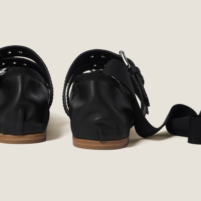 Miu Miu Nappa And Calf Leather Ballerinas Black Miu Miu Nappa And Calf Leather Ballerinas Black