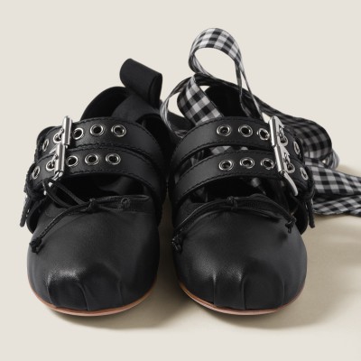 Miu Miu Nappa And Calf Leather Ballerinas Black Miu Miu Nappa And Calf Leather Ballerinas Black