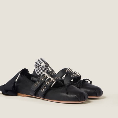 Miu Miu Nappa And Calf Leather Ballerinas Black Miu Miu Nappa And Calf Leather Ballerinas Black
