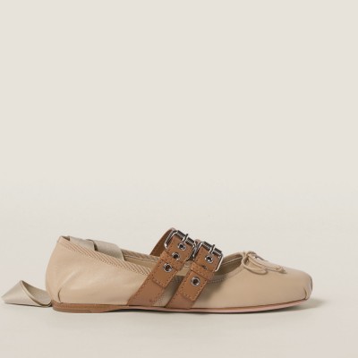 Miu Miu Nappa And Calf Leather Ballerinas Cord Miu Miu Nappa And Calf Leather Ballerinas Cord
