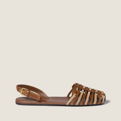 Miu Miu Nappa And Suede Leather Sandals Oak Desert Beige Miu Miu Nappa And Suede Leather Sandals Oak Desert Beige
