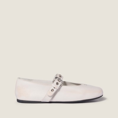 Miu Miu Nappa Leather Ballerinas Chalk White Miu Miu Nappa Leather Ballerinas Chalk White
