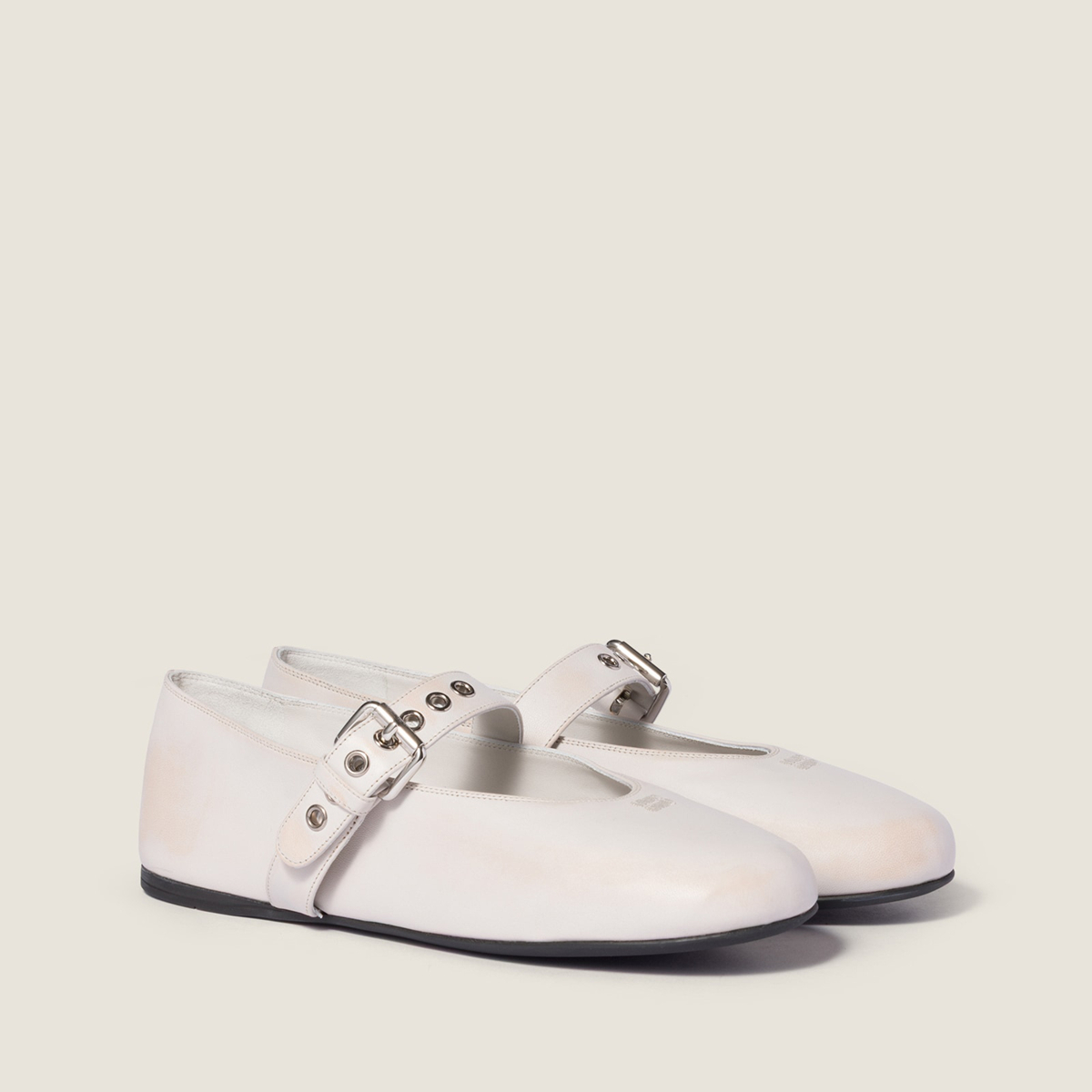 Miu Miu Nappa Leather Ballerinas Chalk White Miu Miu Nappa Leather Ballerinas Chalk White
