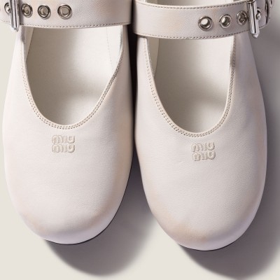 Miu Miu Nappa Leather Ballerinas Chalk White Miu Miu Nappa Leather Ballerinas Chalk White