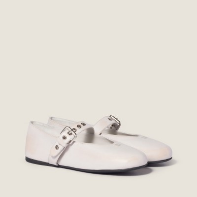 Miu Miu Nappa Leather Ballerinas Chalk White Miu Miu Nappa Leather Ballerinas Chalk White