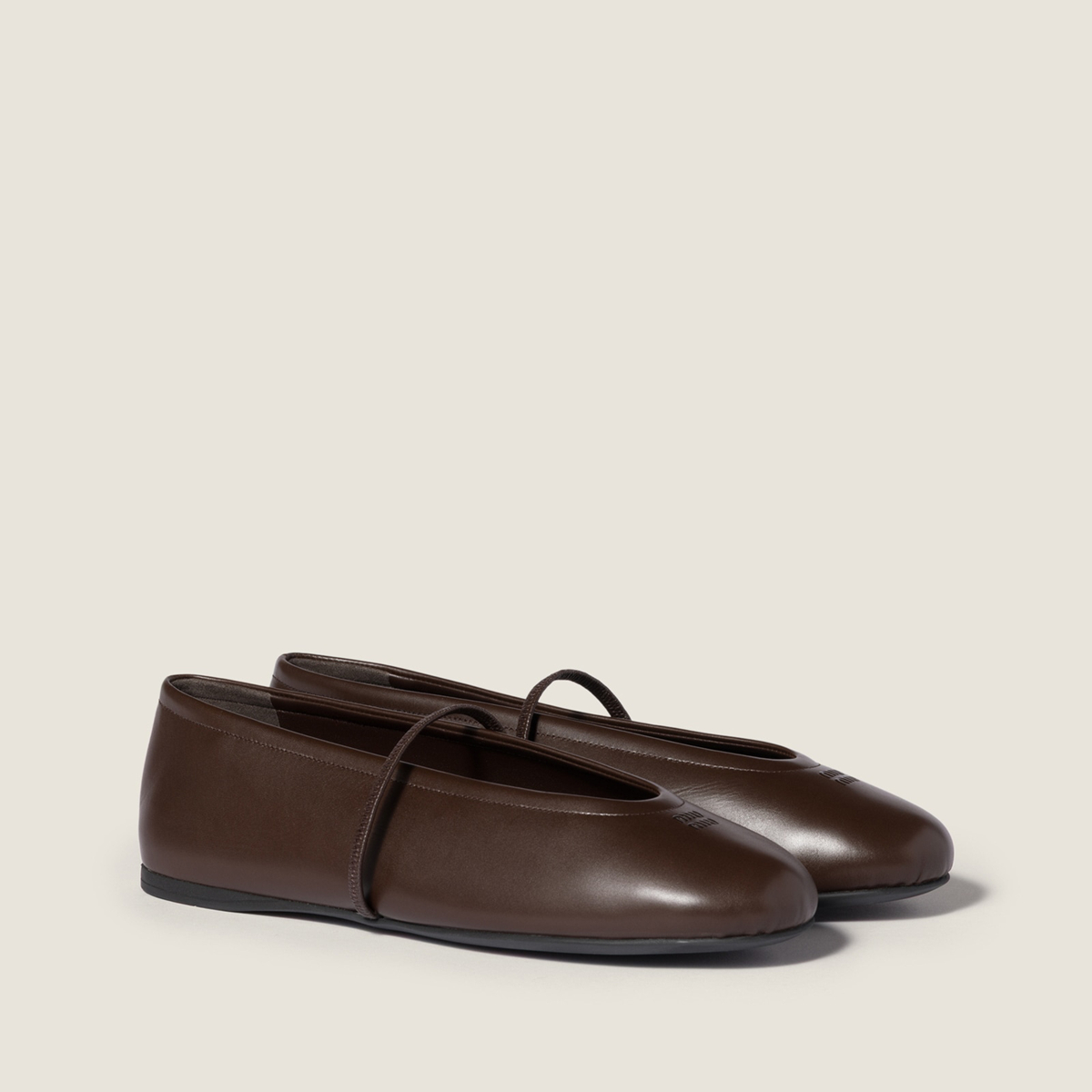 Miu Miu Nappa Leather Ballerinas Dark Brown Miu Miu Nappa Leather Ballerinas Dark Brown