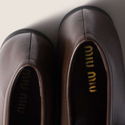 Miu Miu Nappa Leather Ballerinas Dark Brown Miu Miu Nappa Leather Ballerinas Dark Brown