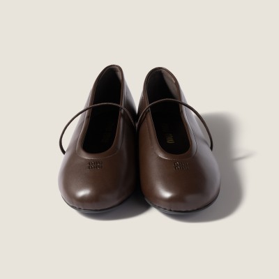 Miu Miu Nappa Leather Ballerinas Dark Brown Miu Miu Nappa Leather Ballerinas Dark Brown