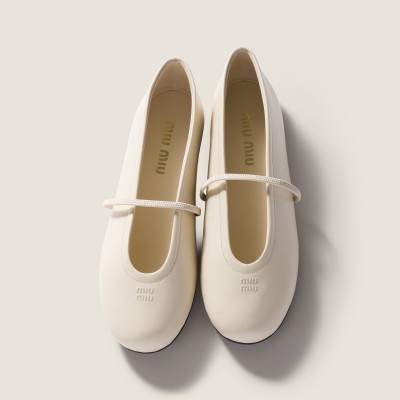 Miu Miu Nappa Leather Ballerinas Ivory Miu Miu Nappa Leather Ballerinas Ivory