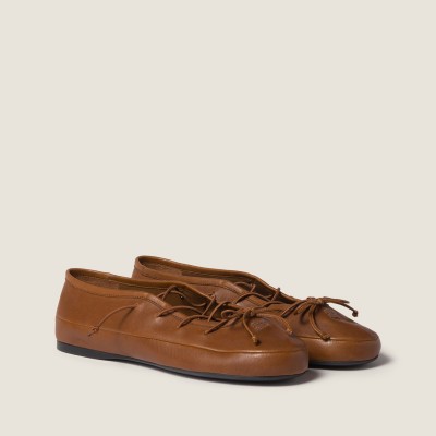 Miu Miu Nappa Leather Ballerinas Oak Miu Miu Nappa Leather Ballerinas Oak