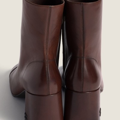 Miu Miu Nappa Leather Booties Dark Brown Black Miu Miu Nappa Leather Booties Dark Brown Black