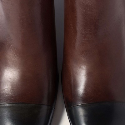 Miu Miu Nappa Leather Booties Dark Brown Black Miu Miu Nappa Leather Booties Dark Brown Black