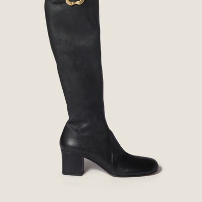 Miu Miu Nappa Leather Boots With Buckle Black Miu Miu Nappa Leather Boots With Buckle Black
