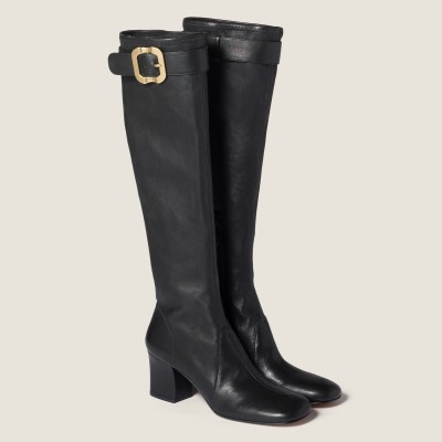 Miu Miu Nappa Leather Boots With Buckle Black Miu Miu Nappa Leather Boots With Buckle Black