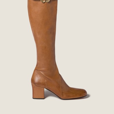 Miu Miu Nappa Leather Boots With Buckle Caramel Miu Miu Nappa Leather Boots With Buckle Caramel