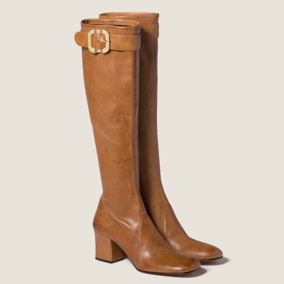 Miu Miu Nappa Leather Boots With Buckle Caramel Miu Miu Nappa Leather Boots With Buckle Caramel