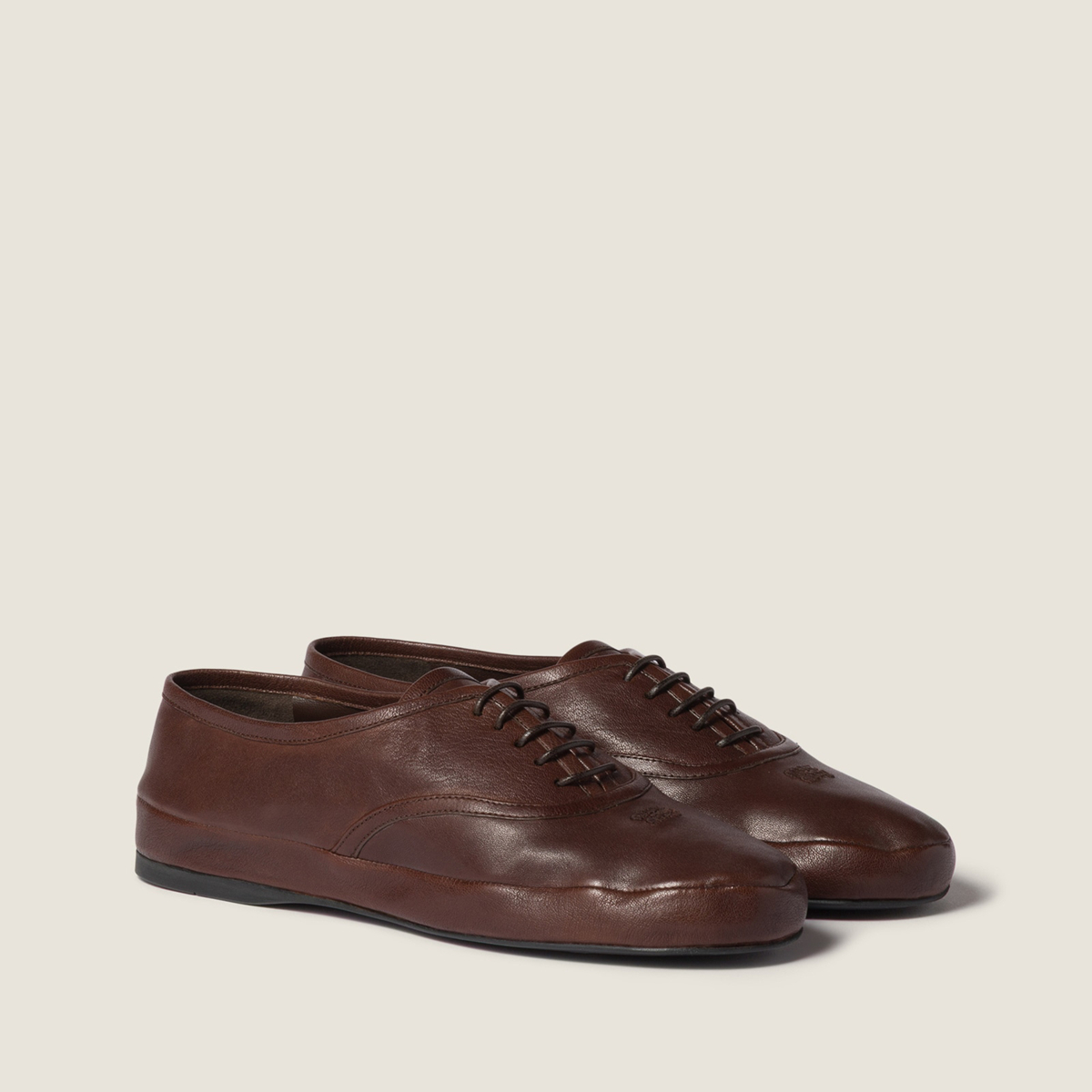 Miu Miu Nappa Leather Laced Shoes Briarwood Miu Miu Nappa Leather Laced Shoes Briarwood