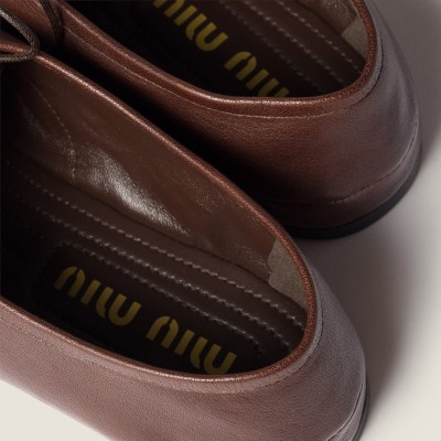 Miu Miu Nappa Leather Laced Shoes Briarwood Miu Miu Nappa Leather Laced Shoes Briarwood
