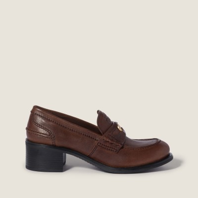 Miu Miu Nappa Leather Loafers Cocoa Brown Miu Miu Nappa Leather Loafers Cocoa Brown