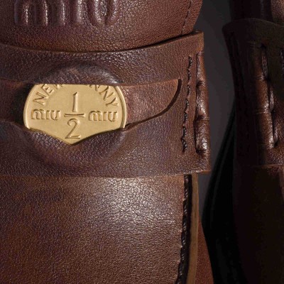 Miu Miu Nappa Leather Loafers Cocoa Brown Miu Miu Nappa Leather Loafers Cocoa Brown